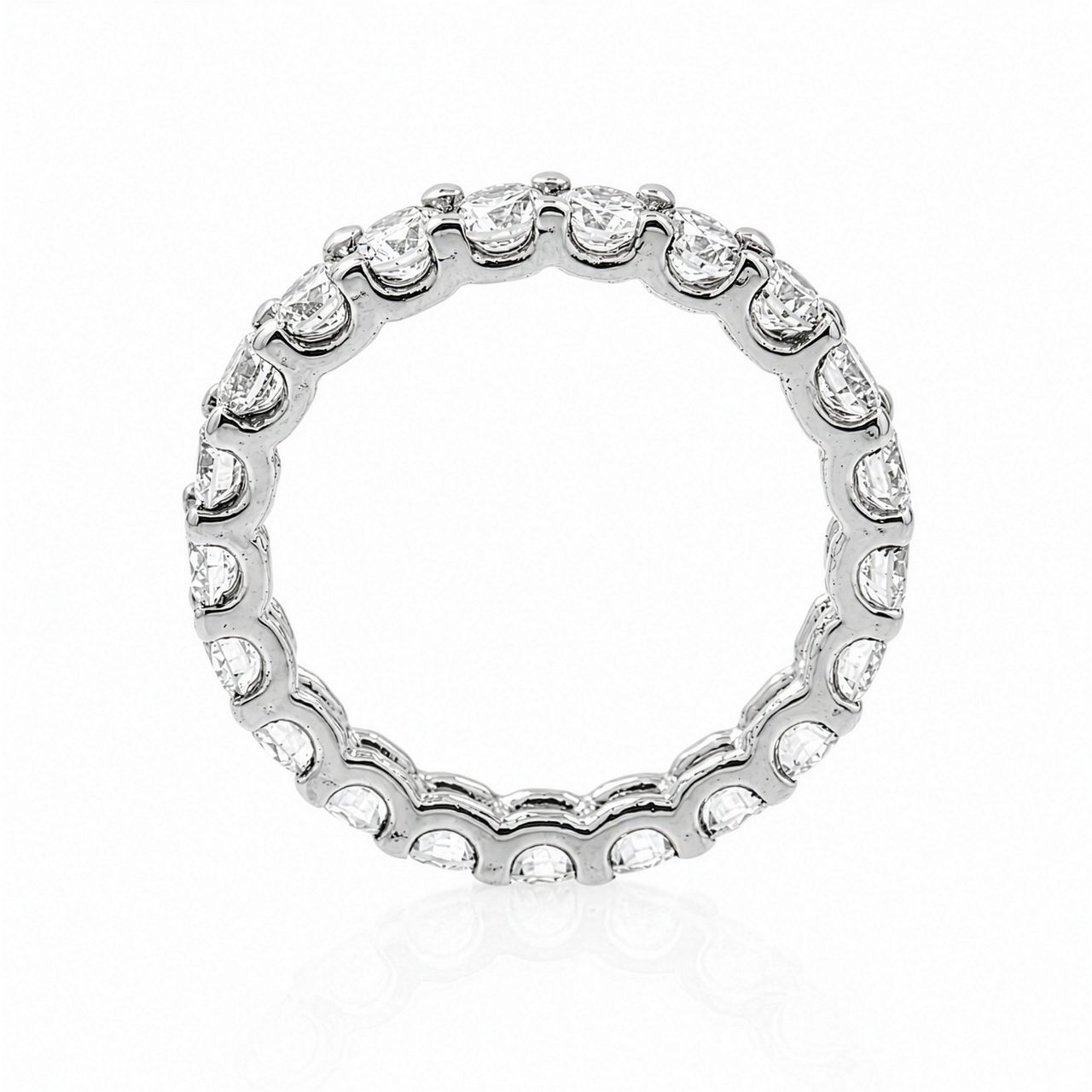 14K White Gold Lab Diamond Round Brilliant Shared Prong Eternity Band 2.58 CTW