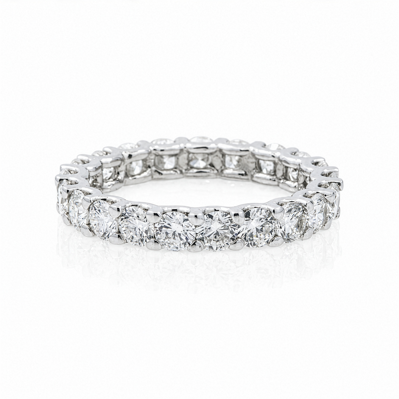 14K White Gold Lab Diamond Round Brilliant Shared Prong Eternity Band 2.58 CTW