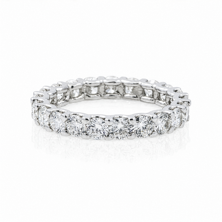 14K White Gold Lab Diamond Round Brilliant Shared Prong Eternity Band 2.58 CTW