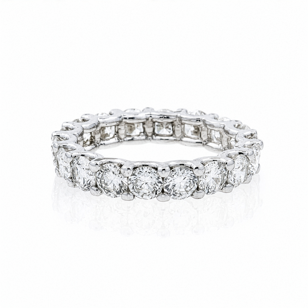 14K White Gold Lab Diamond Round Brilliant Shared Prong Eternity Band 3.64 CTW
