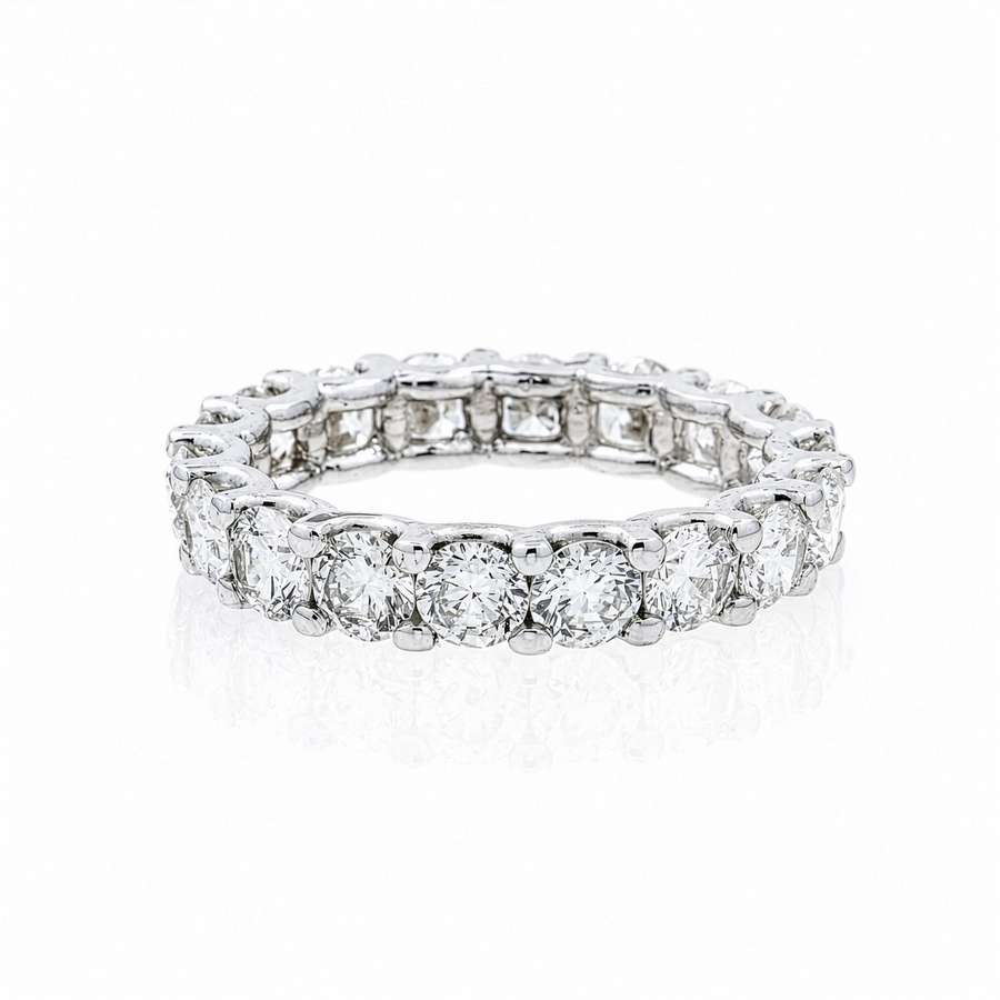 14K White Gold Lab Diamond Round Brilliant Shared Prong Eternity Band 3.64 CTW