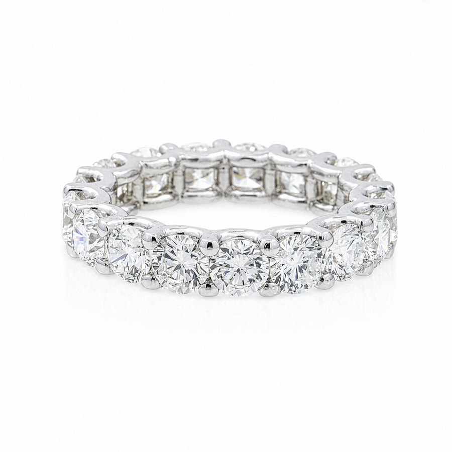 14K White Gold Lab Diamond Round Brilliant Shared Prong Eternity Band 4.74 CTW