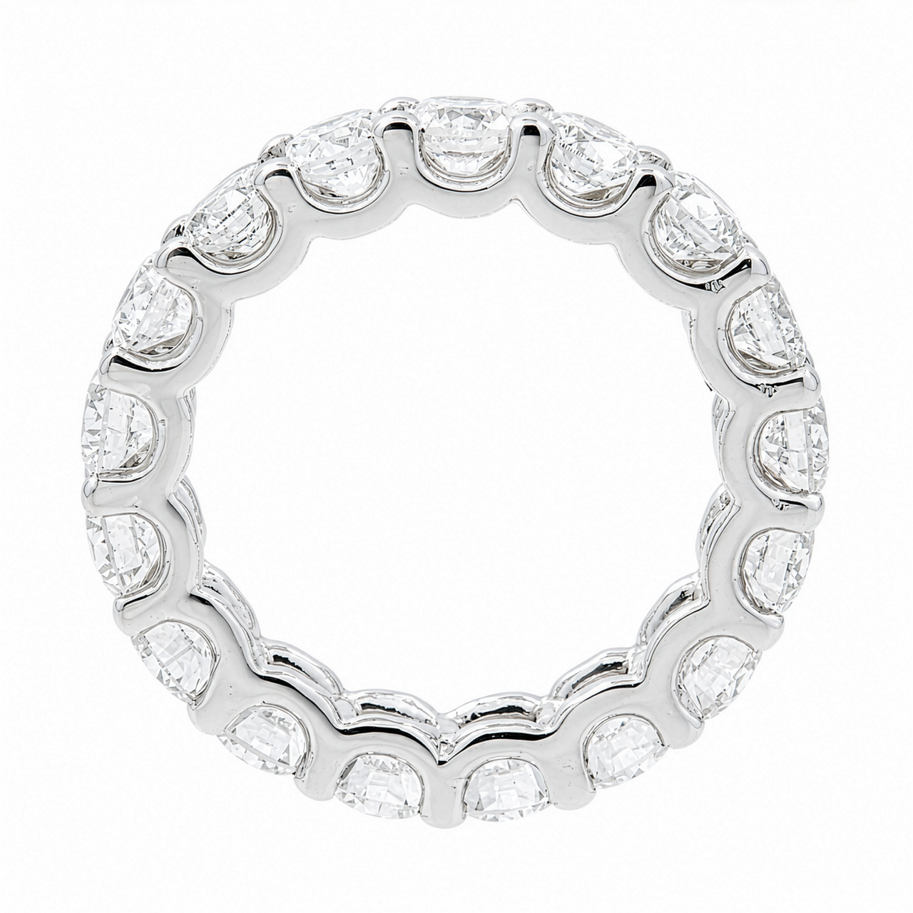 14K White Gold Lab Diamond Round Brilliant Shared Prong Eternity Band 4.74 CTW