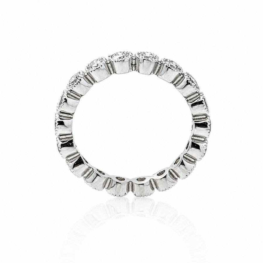14K White Gold Lab Diamond Round Milgrain Eternity Band 1.31 CTW