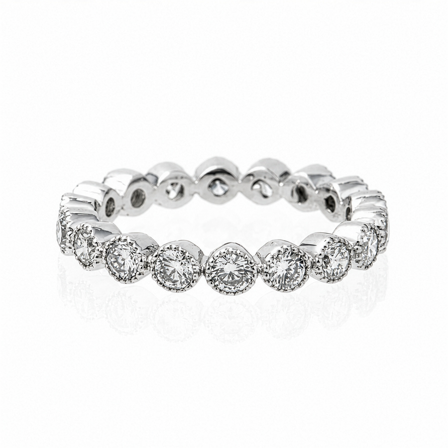 14K White Gold Lab Diamond Round Milgrain Eternity Band 1.31 CTW