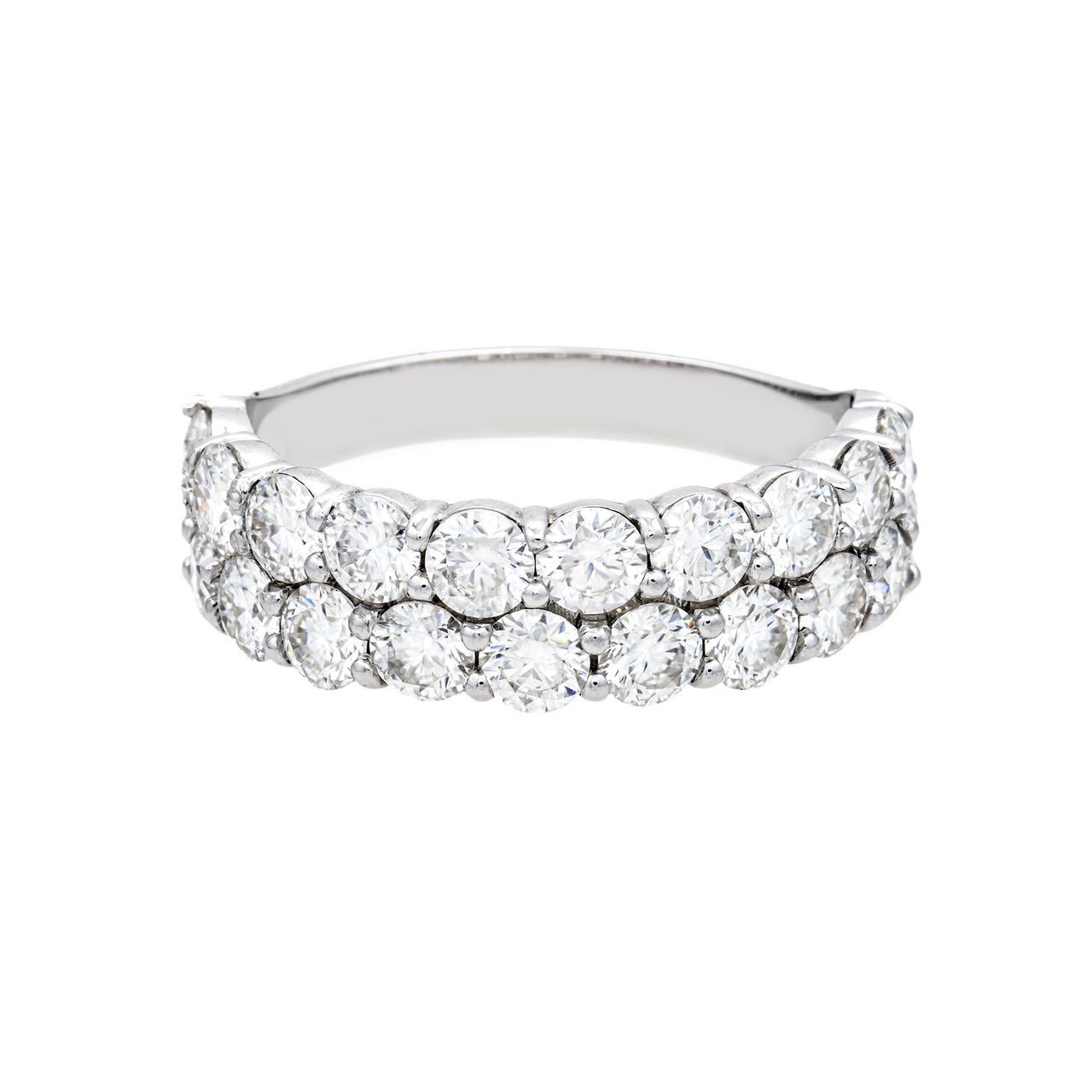 14K White Gold Two-Row Lab Diamond Band Ring 6.00 CTW