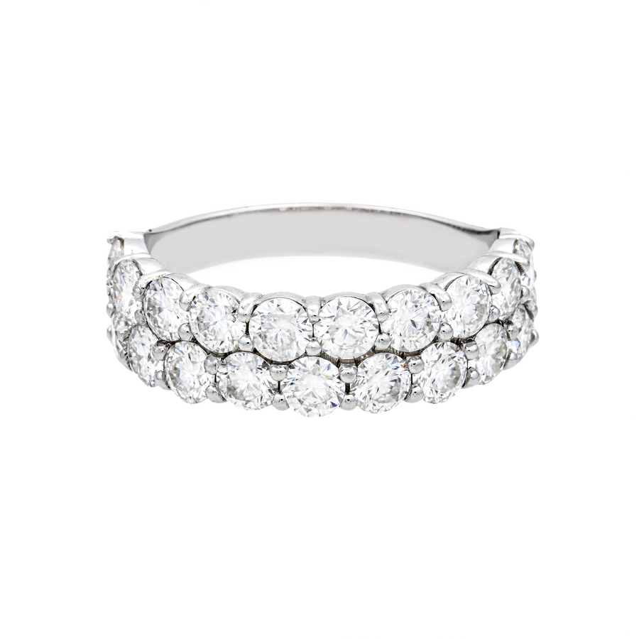 14K White Gold Two-Row Lab Diamond Band Ring 6.00 CTW