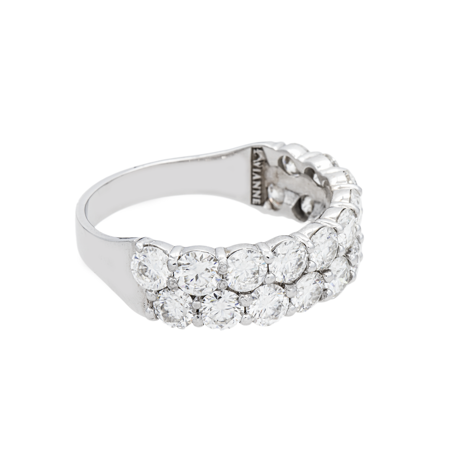 14K White Gold Two-Row Lab Diamond Band Ring 6.00 CTW