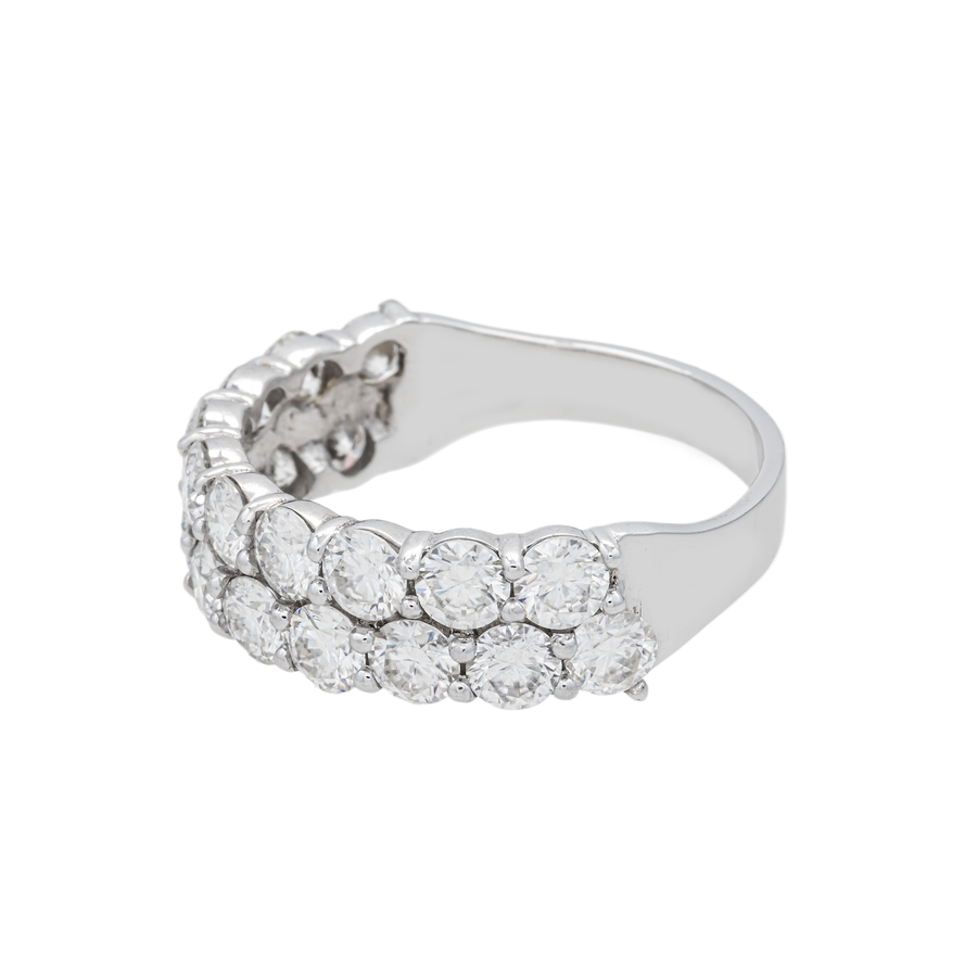 14K White Gold Two-Row Lab Diamond Band Ring 6.00 CTW
