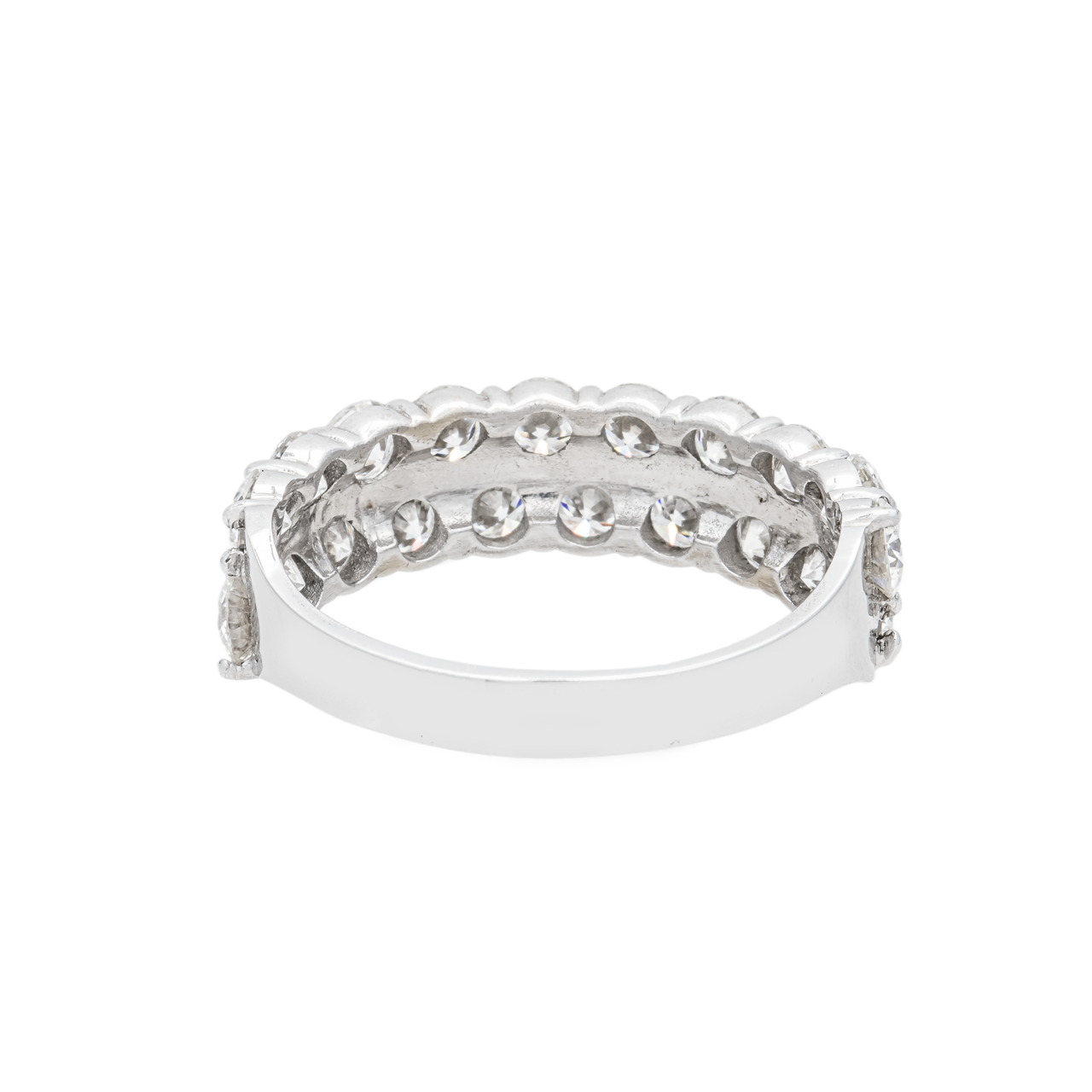 14K White Gold Two-Row Lab Diamond Band Ring 6.00 CTW