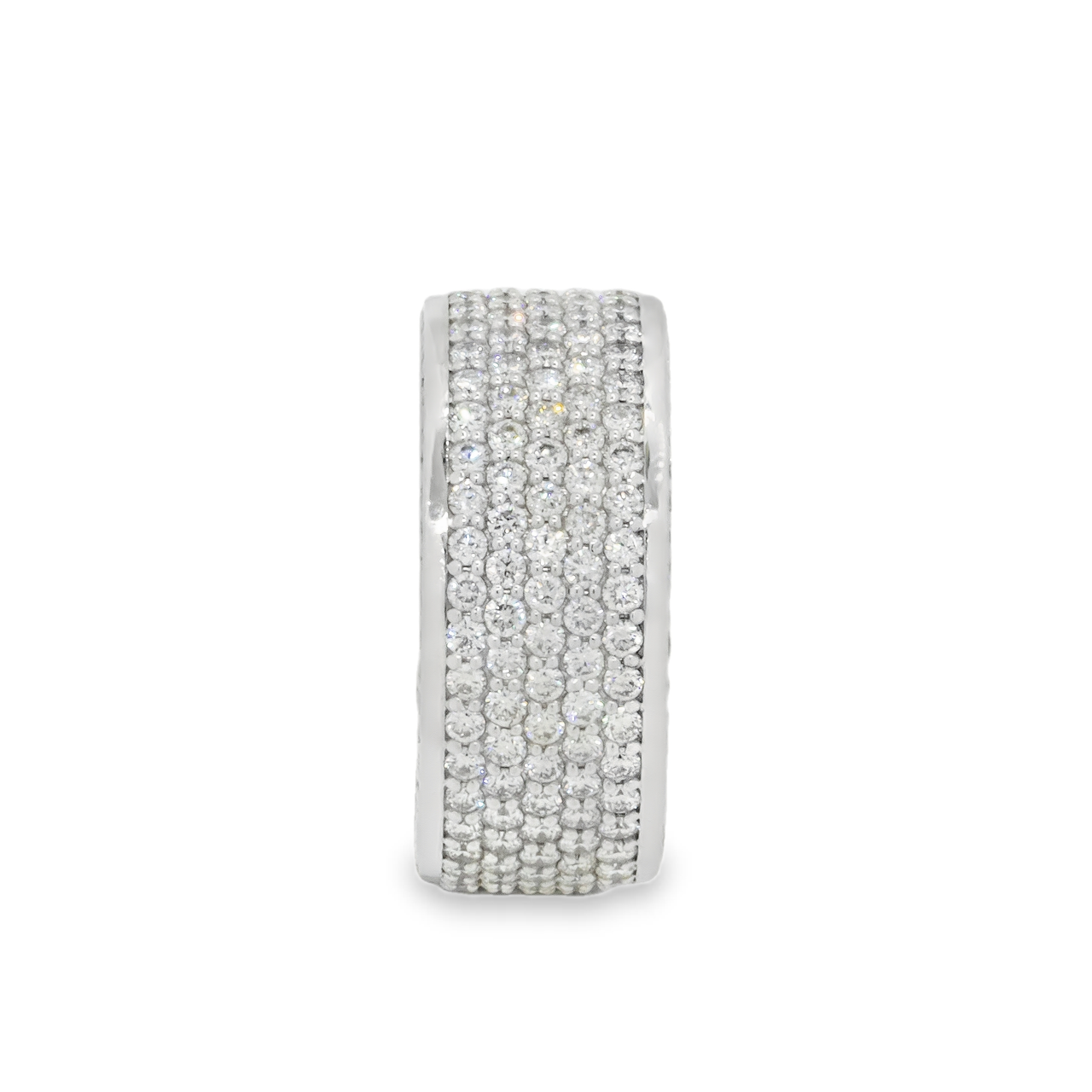 14K White Solid Gold Large Mens Diamond Pave Eternity Ring Band 3.70 Ctw