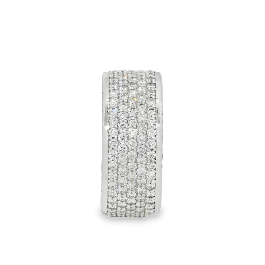 14K White Solid Gold Large Mens Diamond Pave Eternity Ring Band 3.70 Ctw