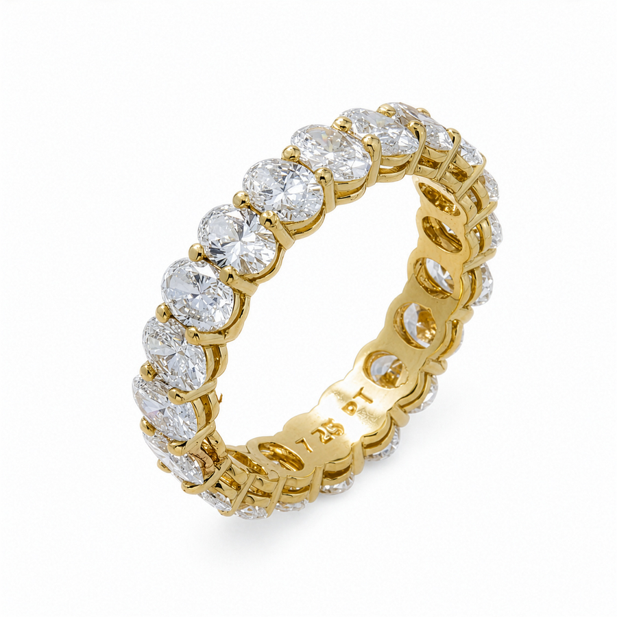 14K Yellow Gold Lab Diamond Oval Cut Eternity Band 4.35 CTW