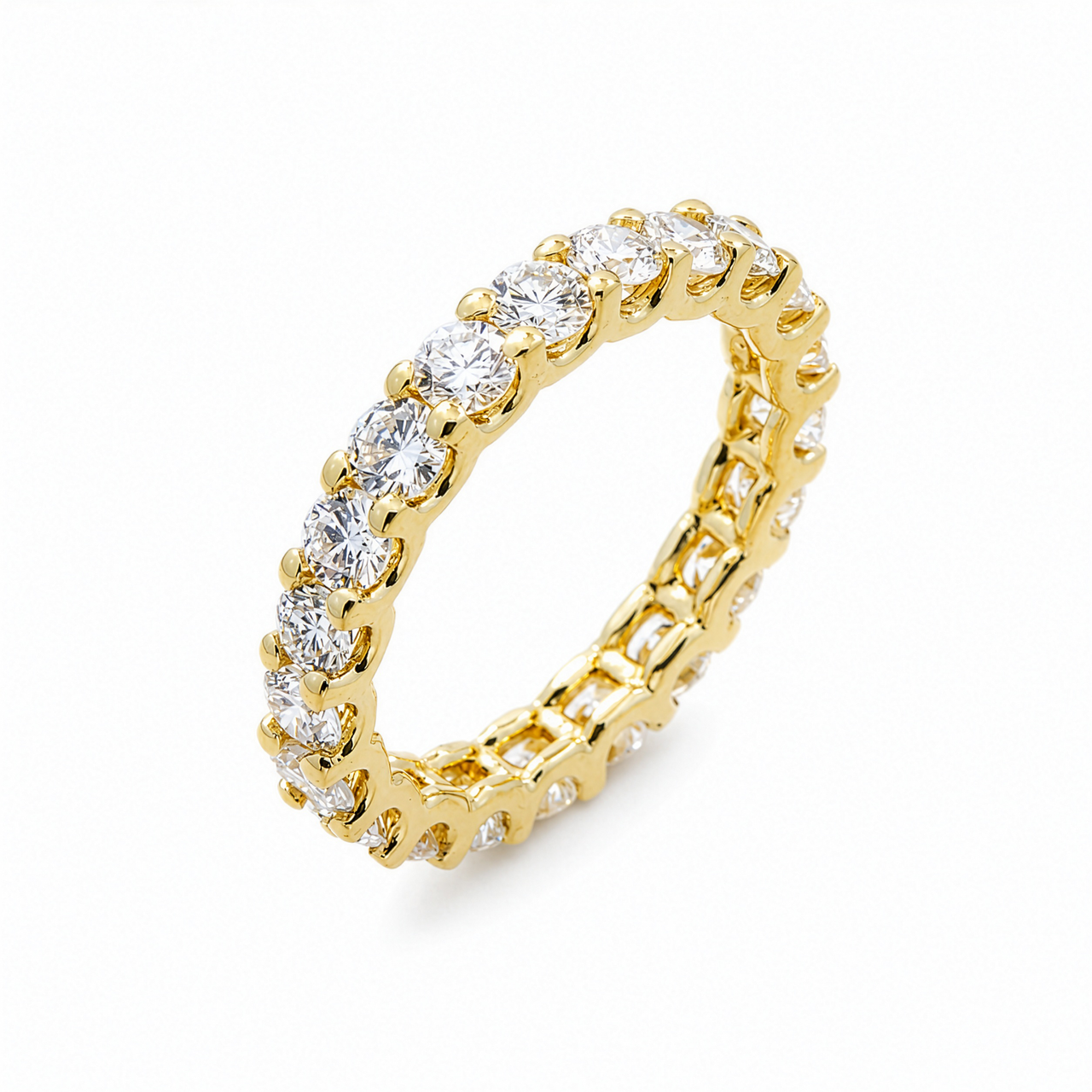 14K Yellow Gold Lab Diamond Round Brilliant Shared Prong Eternity Band 2.34 CTW