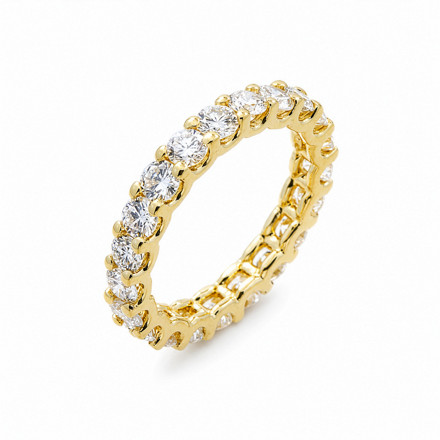 14K Yellow Gold Lab Diamond Round Brilliant Shared Prong Eternity Band 2.34 CTW
