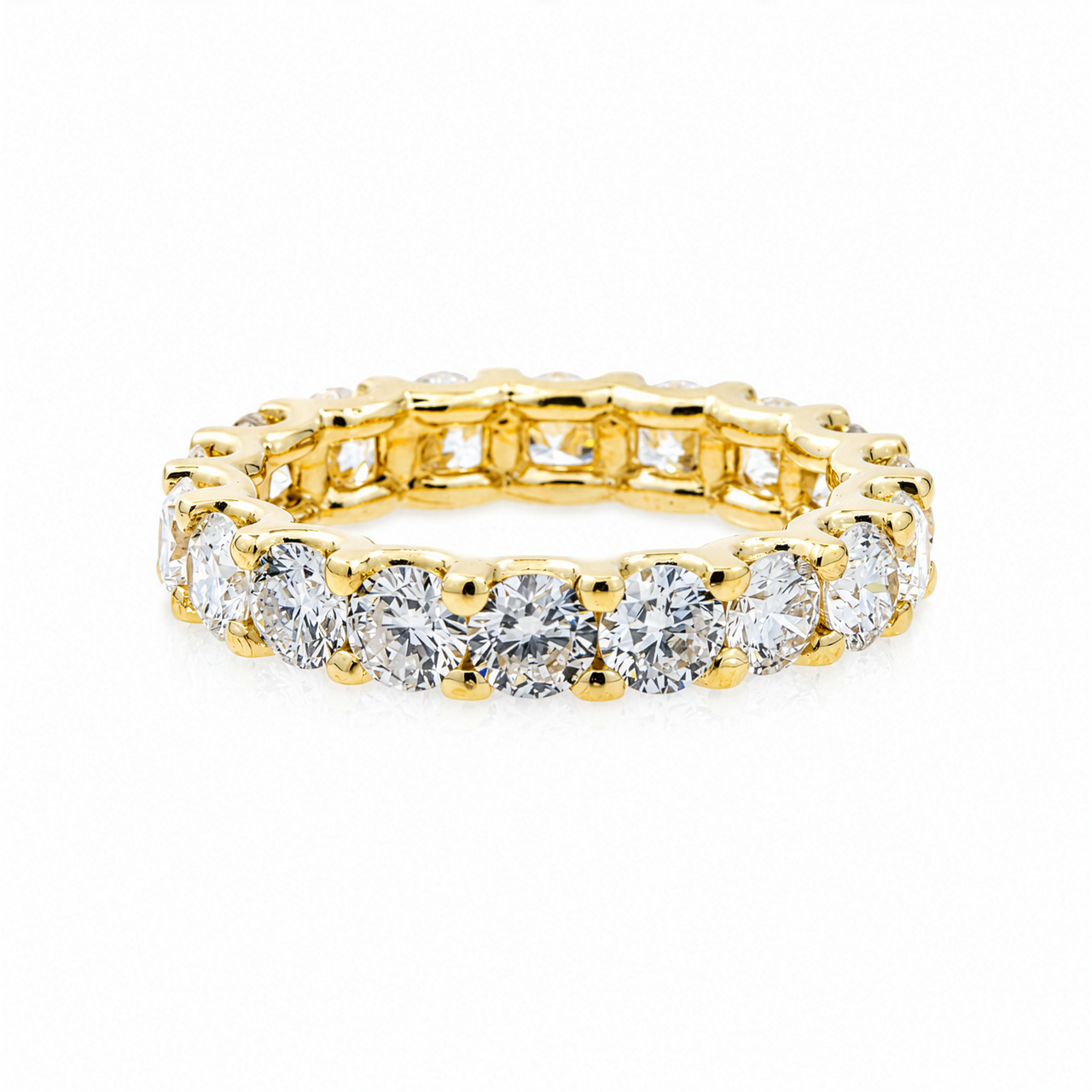 14K Yellow Gold Lab Diamond Round Brilliant Shared Prong Eternity Band 3.49 CTW