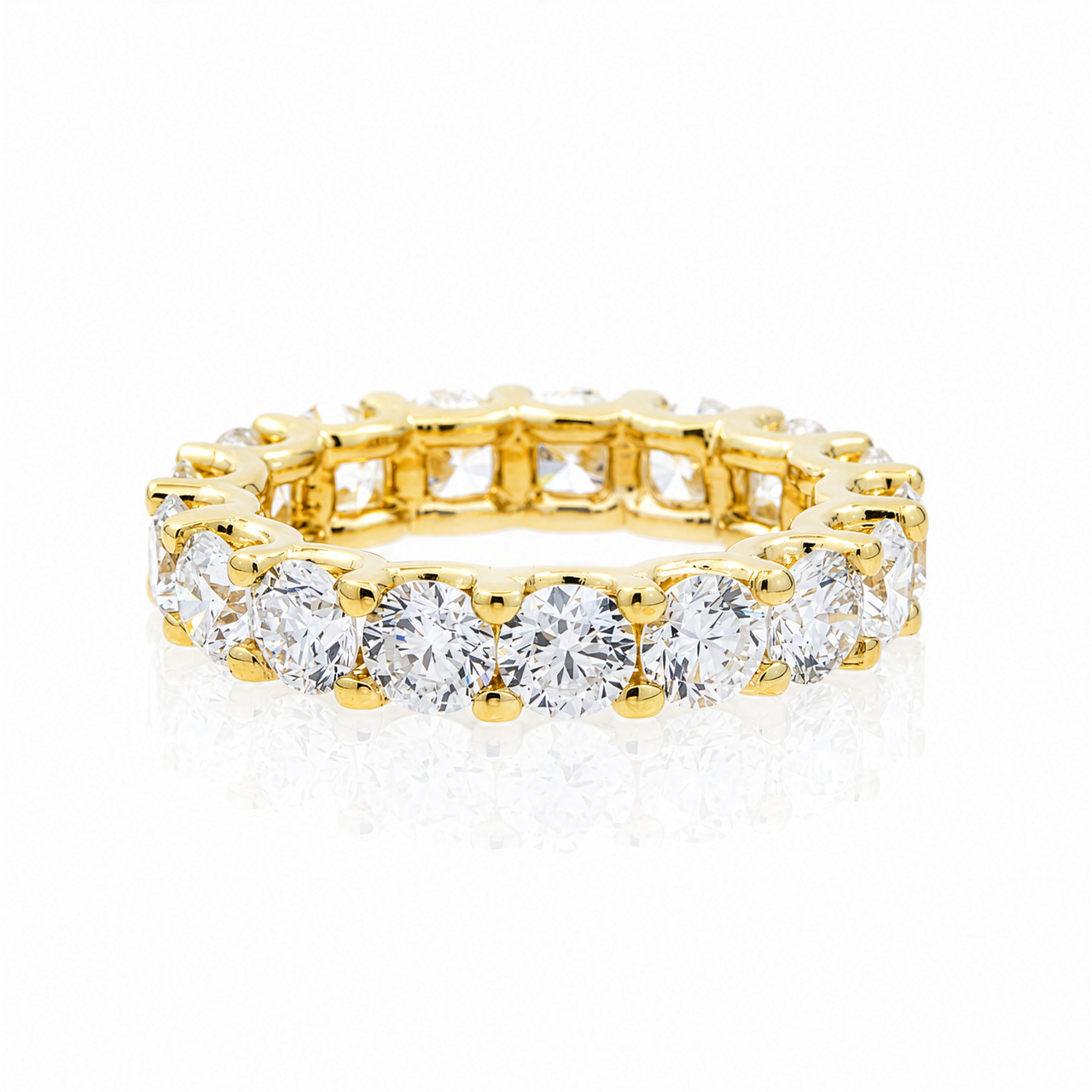 14K Yellow Gold Lab Diamond Round Brilliant Shared Prong Eternity Band 4.69 CTW