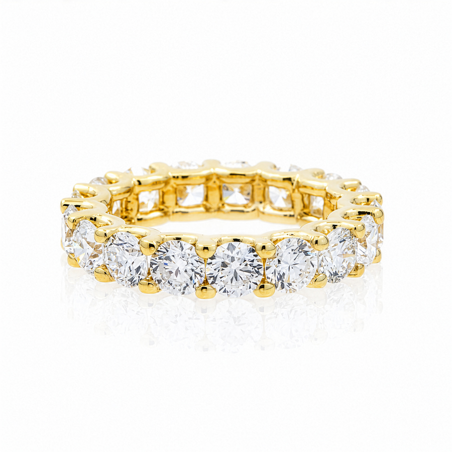 14K Yellow Gold Lab Diamond Round Brilliant Shared Prong Eternity Band 4.69 CTW