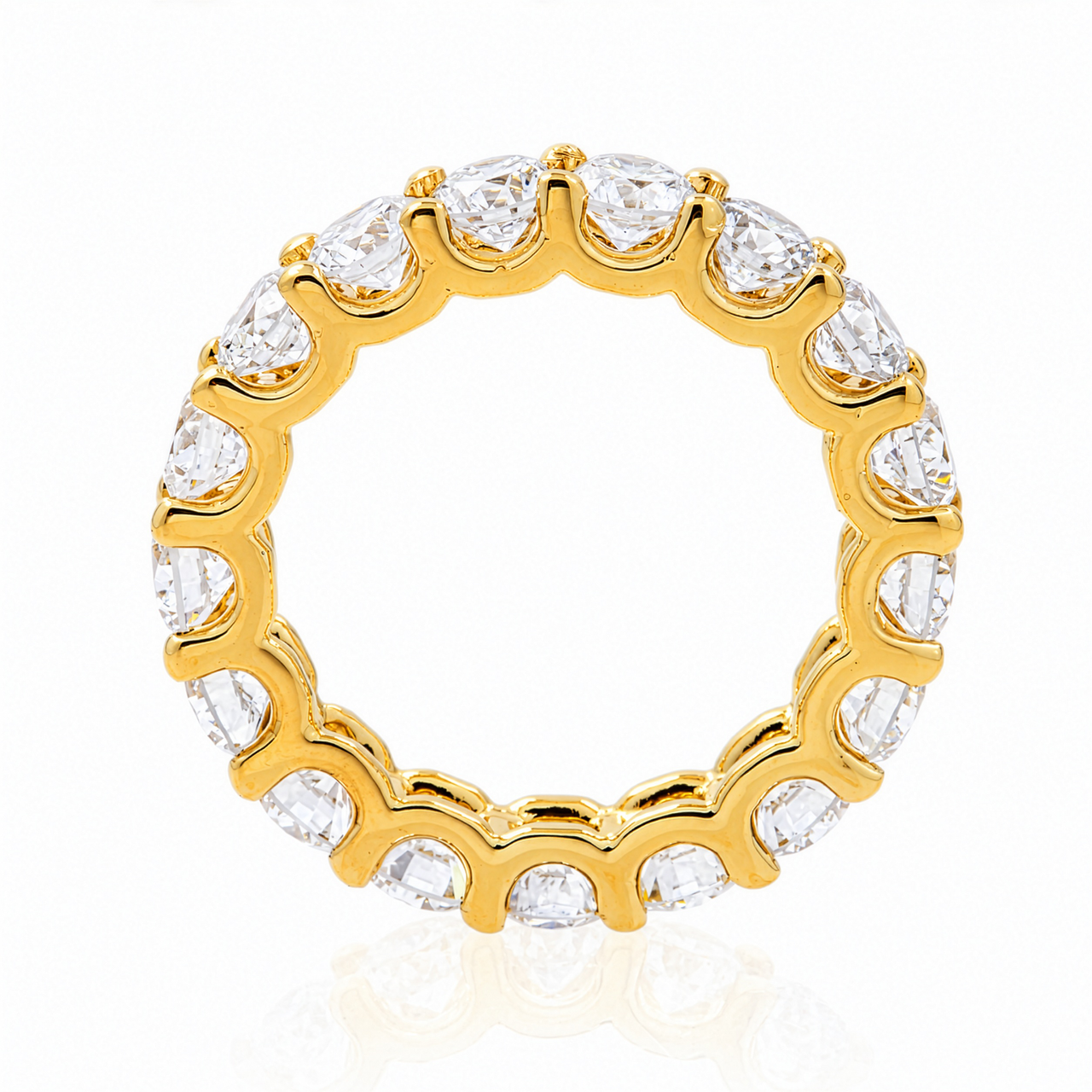 14K Yellow Gold Lab Diamond Round Brilliant Shared Prong Eternity Band 4.69 CTW