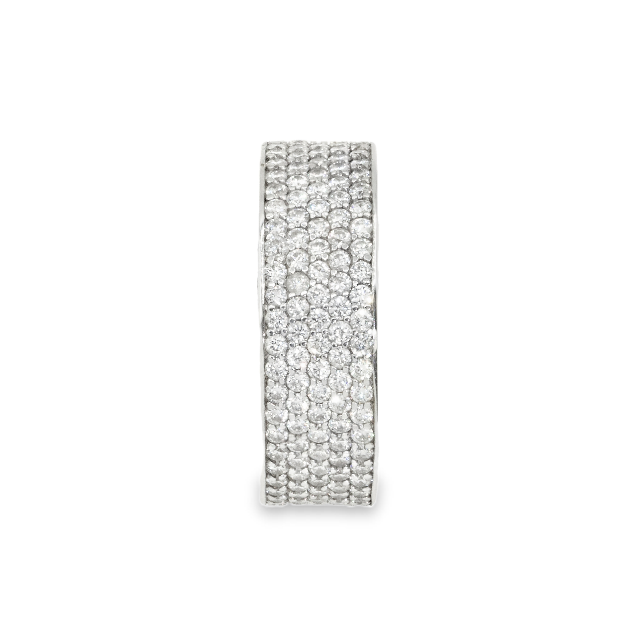 18K White Solid Gold Mens Diamond Eternity Band 4.78 Ctw