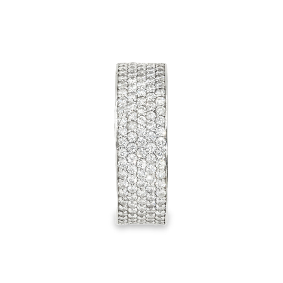 18K White Solid Gold Mens Diamond Eternity Band 4.78 Ctw