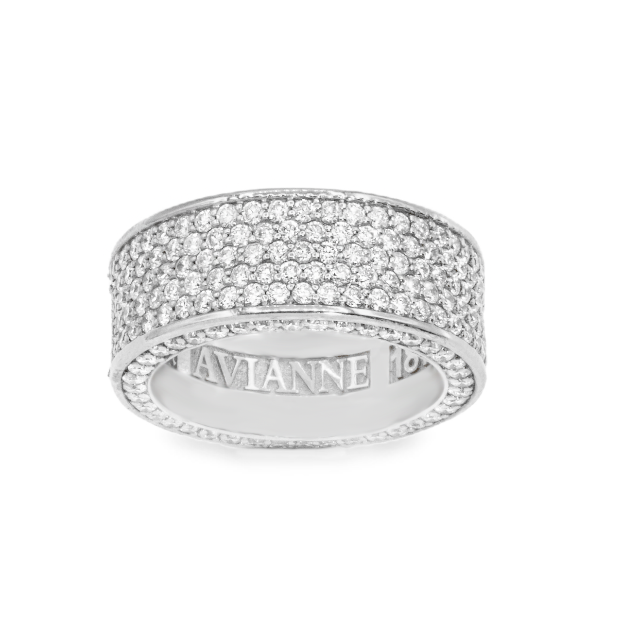 18K White Solid Gold Mens Diamond Eternity Band 4.78 Ctw