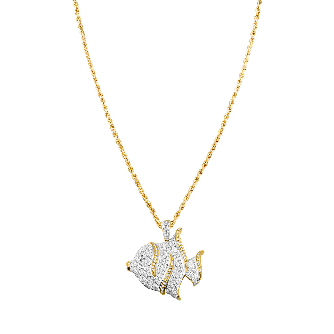 Diamond Fish Chain 14k Yellow Gold Diamond Fish Pendant 2.50 ctw – Avianne Jewelers