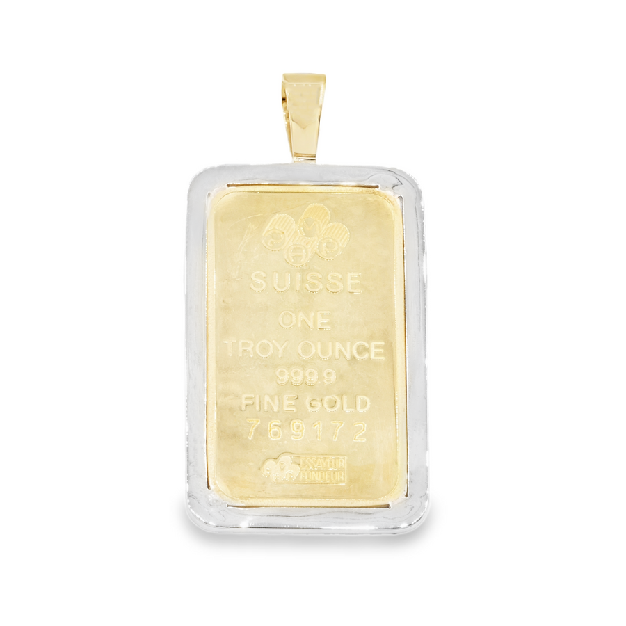 14k Yellow Gold Diamond Bar Pendant 3.5 ctw