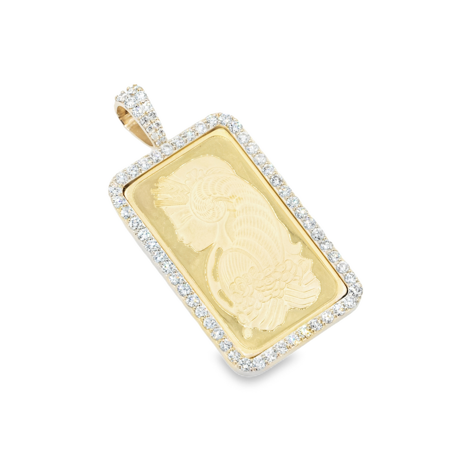 14k Yellow Gold Diamond Bar Pendant 3.5 ctw