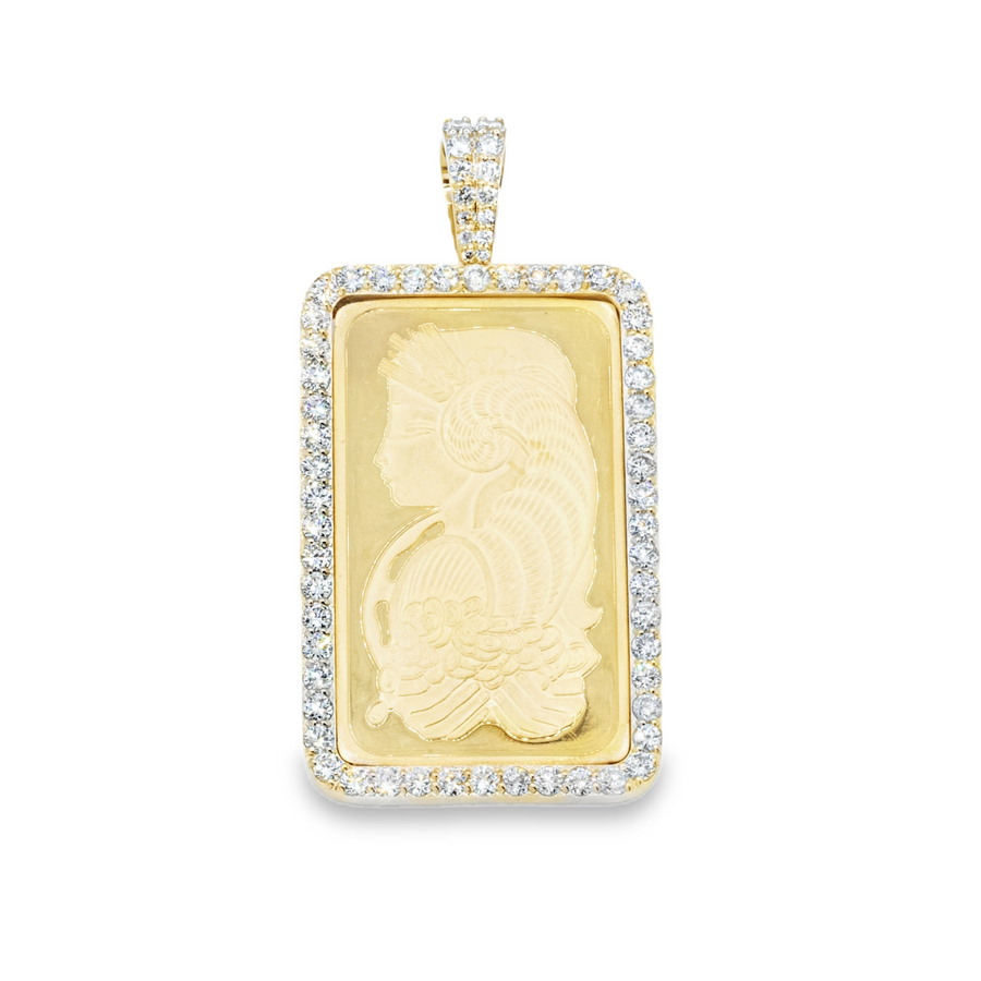 14k Yellow Gold Diamond Bar Pendant 3.5 ctw