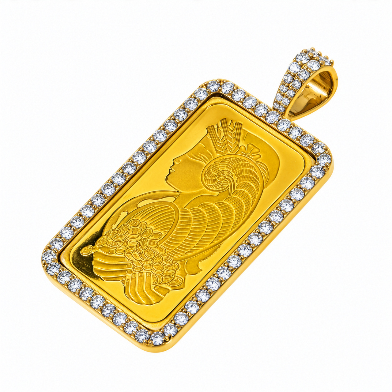 14k Yellow Gold Diamond Bar Pendant 3.5 CTW