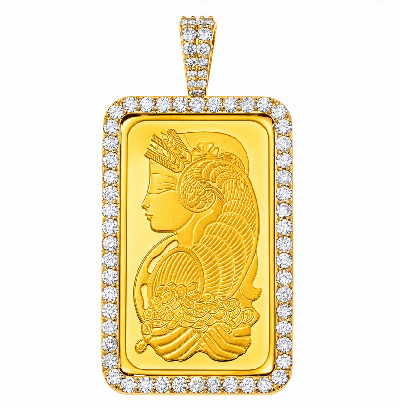 14k Yellow Gold Diamond Bar Pendant 3.5 CTW