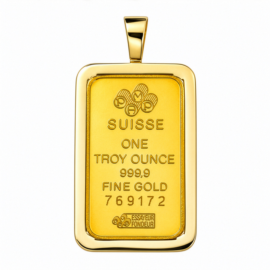 14k Yellow Gold Diamond Bar Pendant 3.5 CTW