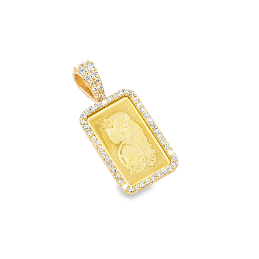 14k Yellow Gold Diamond Bar Pendant .35 Ctw