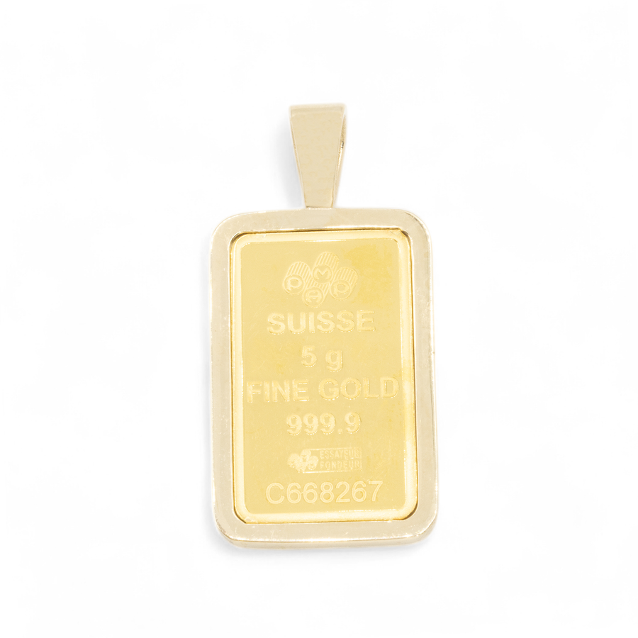 14k Yellow Gold Diamond Bar Pendant .6 Cwt.