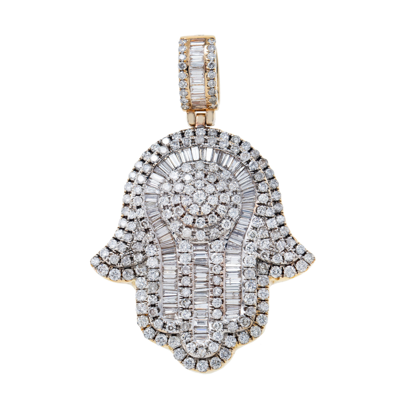 14k White Gold Diamond Hamsa Pendant Ctw1