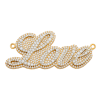 Thumbnail for 14K Yellow Gold Diamond Iced Out Script Love Pendant 5.14 CTW