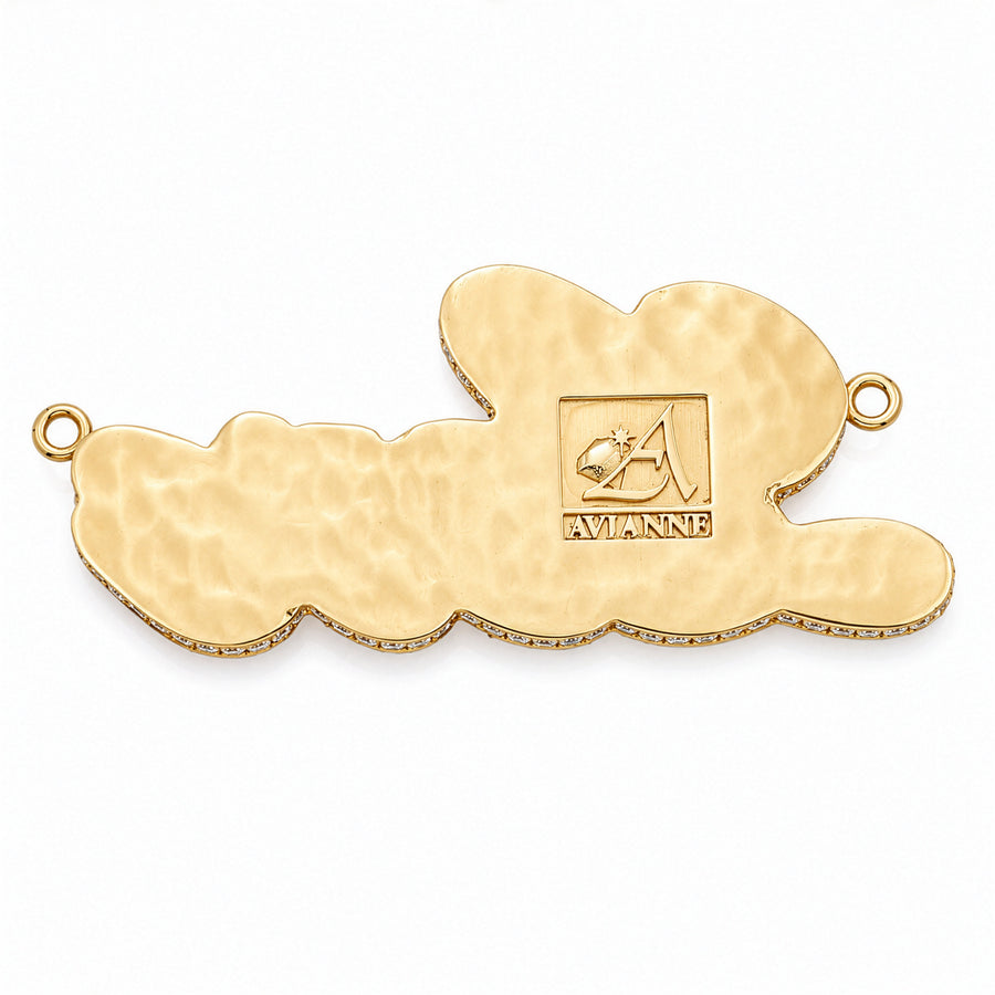 14K Yellow Gold Diamond Iced Out Script Love Pendant 5.14 CTW