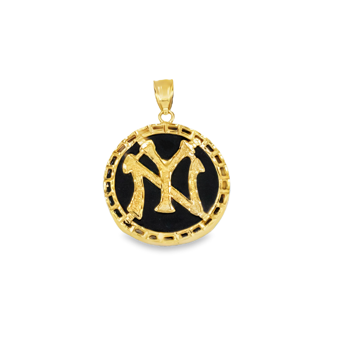 14K Yellow Gold New York Yankees NY Logo Pendant