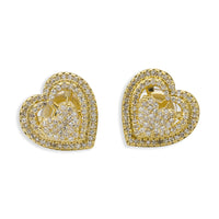 Thumbnail for 14k Yellow Gold Diamond Heart Shaped Stud Earrings 0.47 ctw