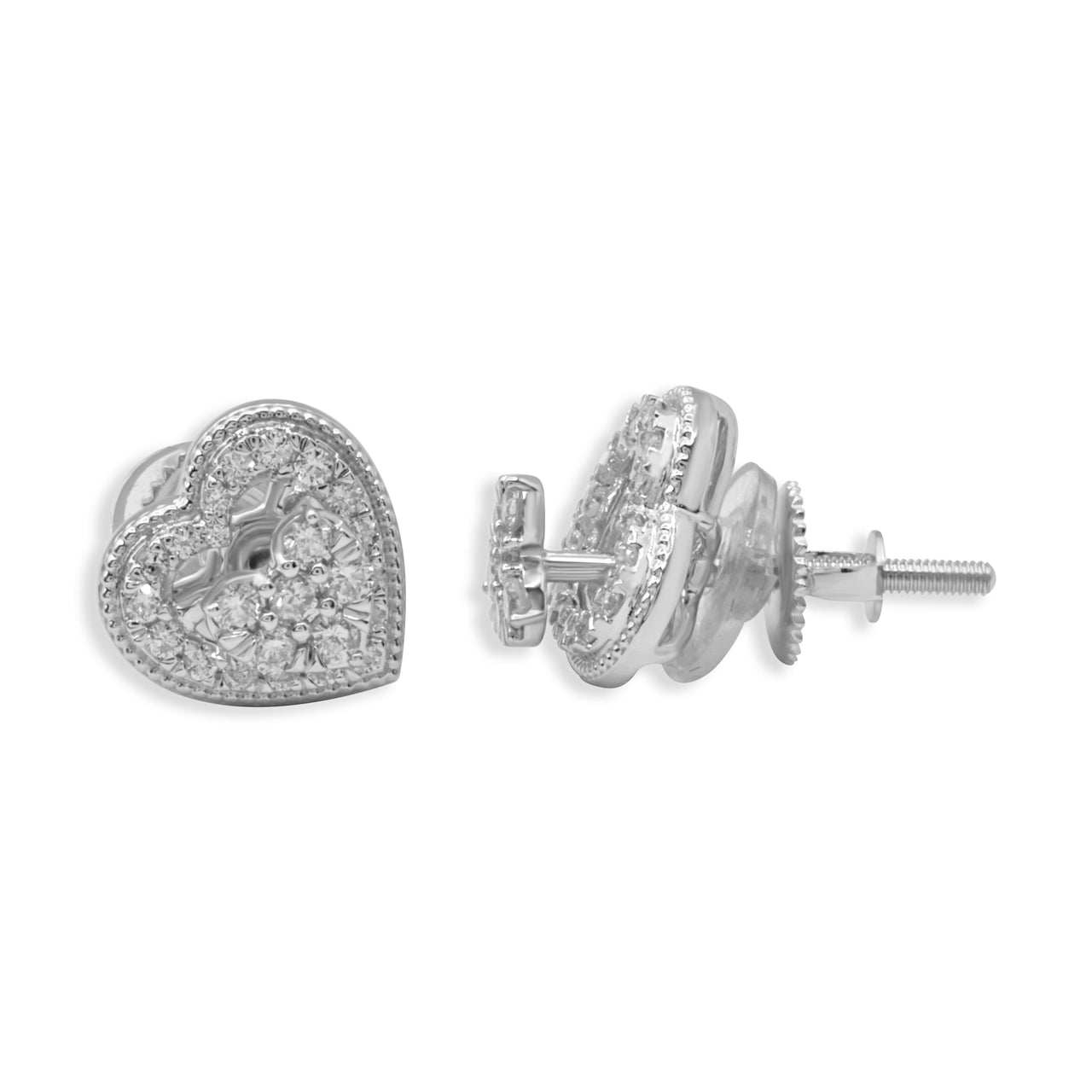 14k Yellow Gold Diamond Heart Shaped Stud Earrings 0.47 ctw