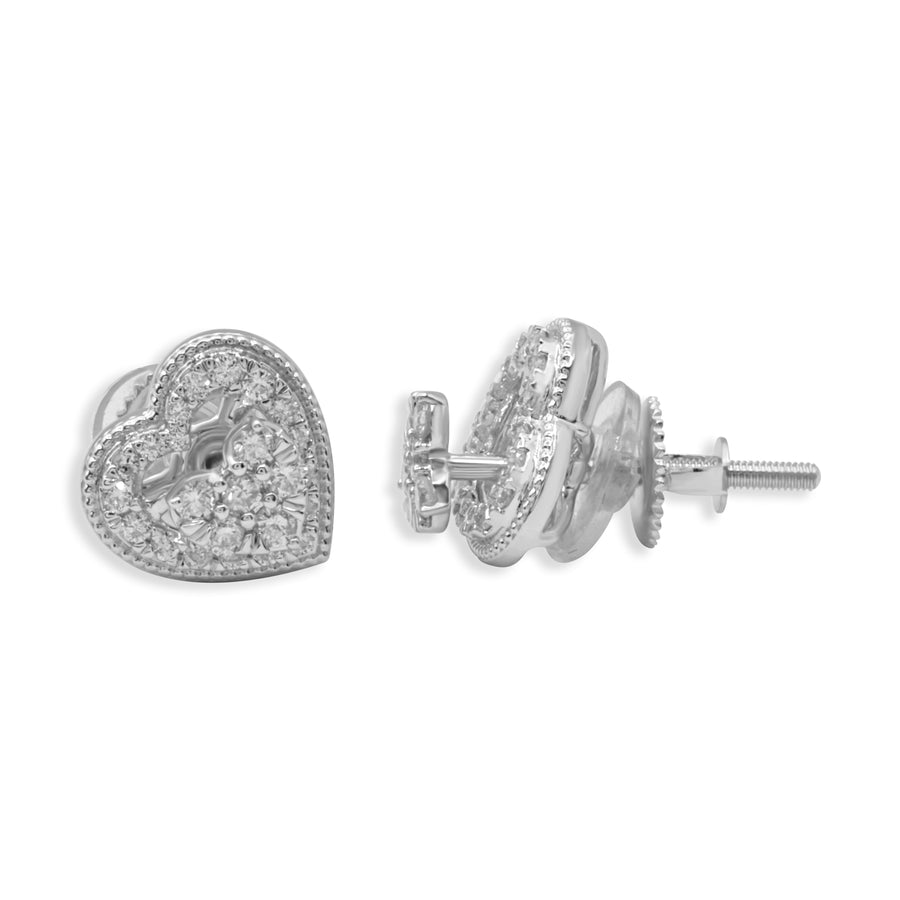14k Yellow Gold Diamond Heart Shaped Stud Earrings 0.47 ctw