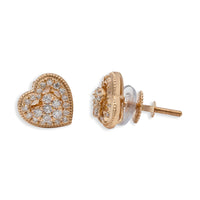 Thumbnail for 14k Yellow Gold Diamond Heart Shaped Stud Earrings 0.47 ctw