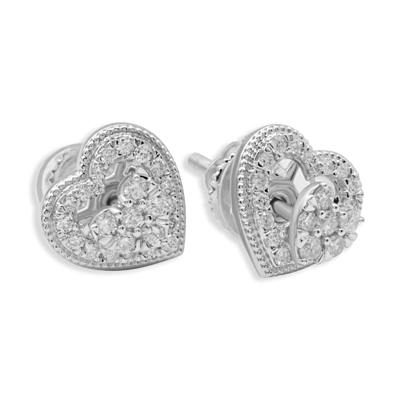 14k Yellow Gold Diamond Heart Shaped Stud Earrings 0.47 ctw