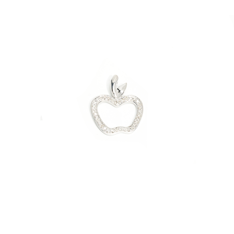 White 14k White Gold Apple Pendant .34 Ctw
