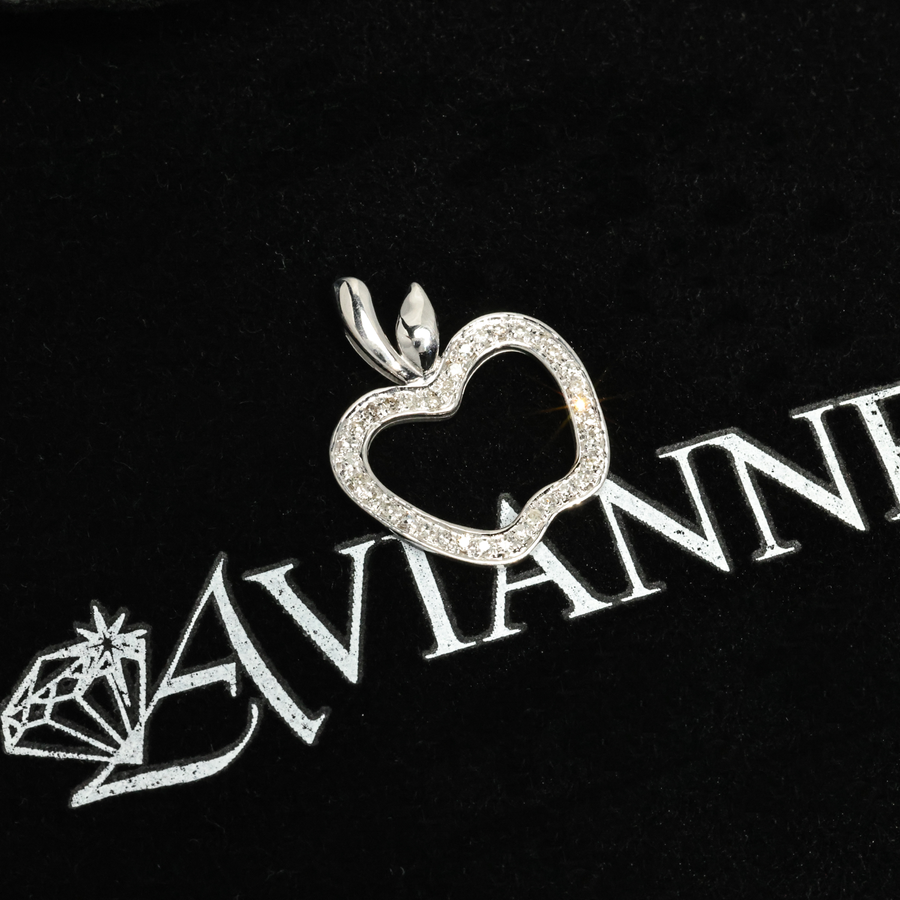 White 14k White Gold Apple Pendant .34 Ctw