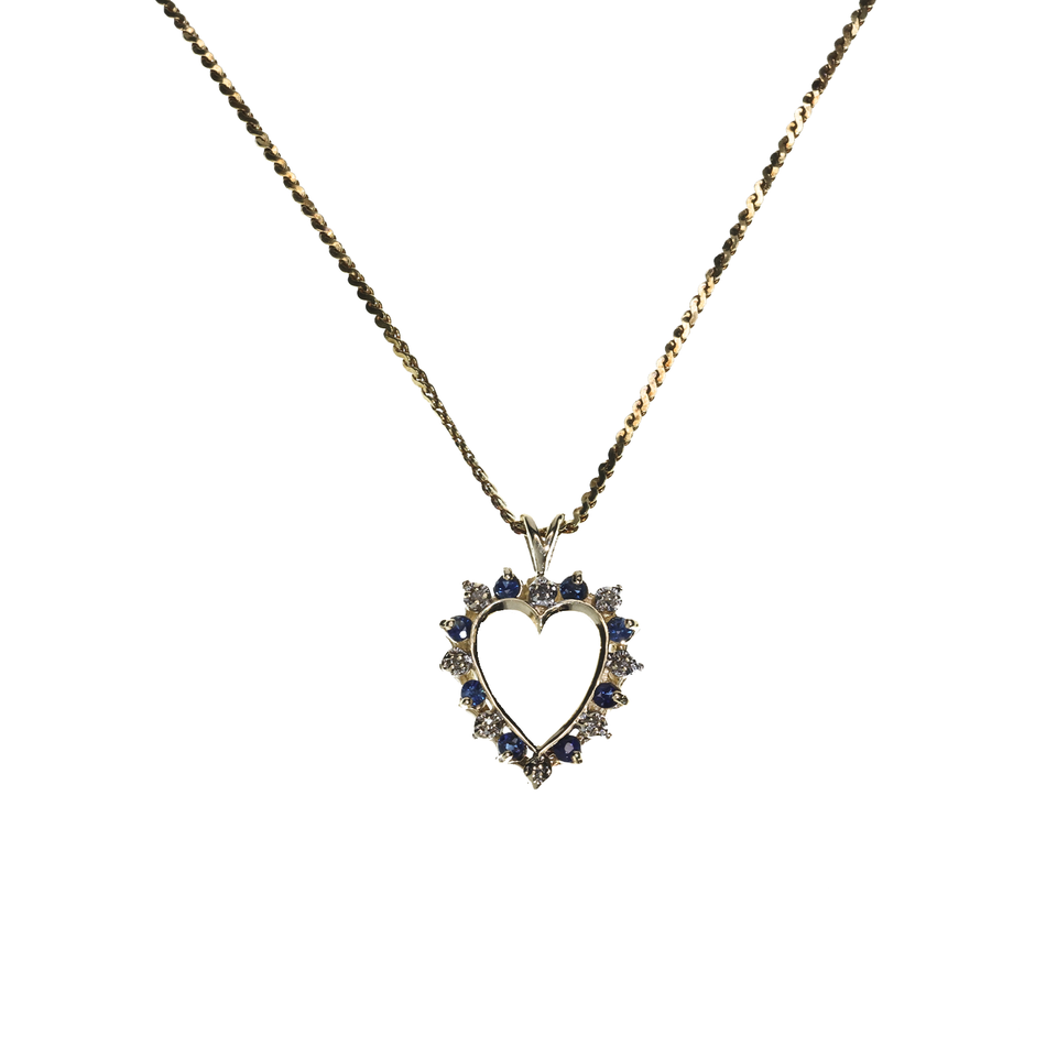 14k Yellow Gold Open Heart Sapphire Pendant .29 Cwt. – Avianne
