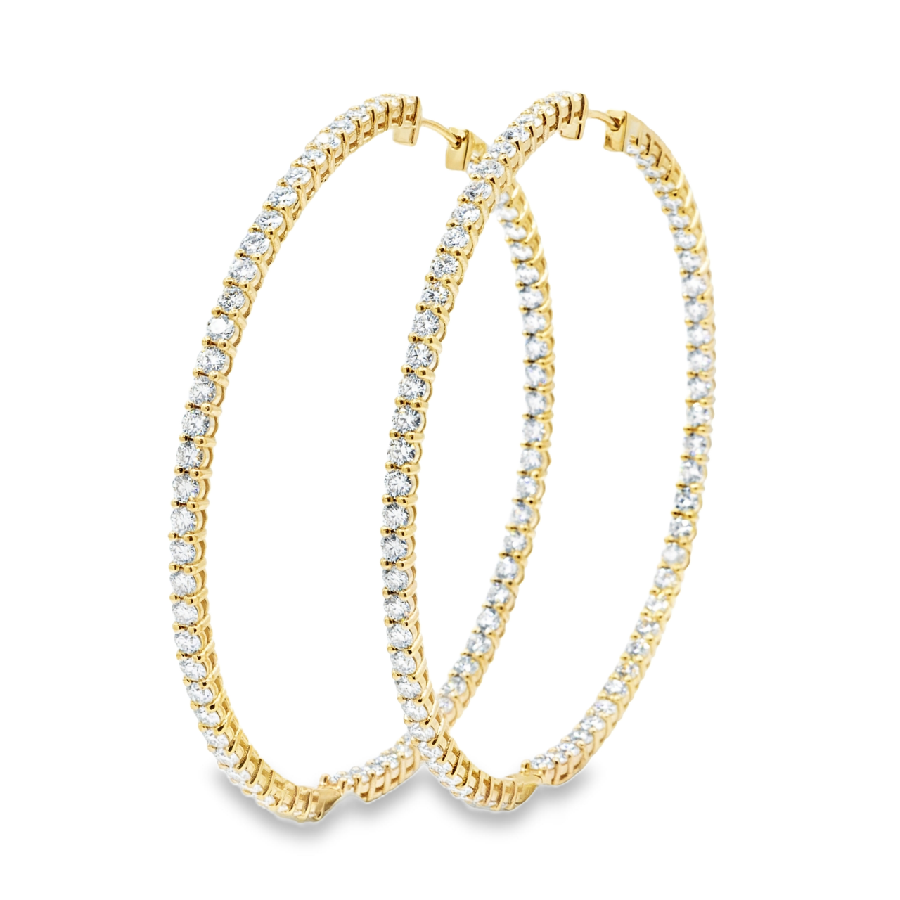 10K Solid Yellow Gold Womens Lab Diamond Hoop Earrings 11.71 Ctw