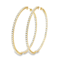 Thumbnail for 10K Solid Yellow Gold Womens Lab Diamond Hoop Earrings 11.71 Ctw