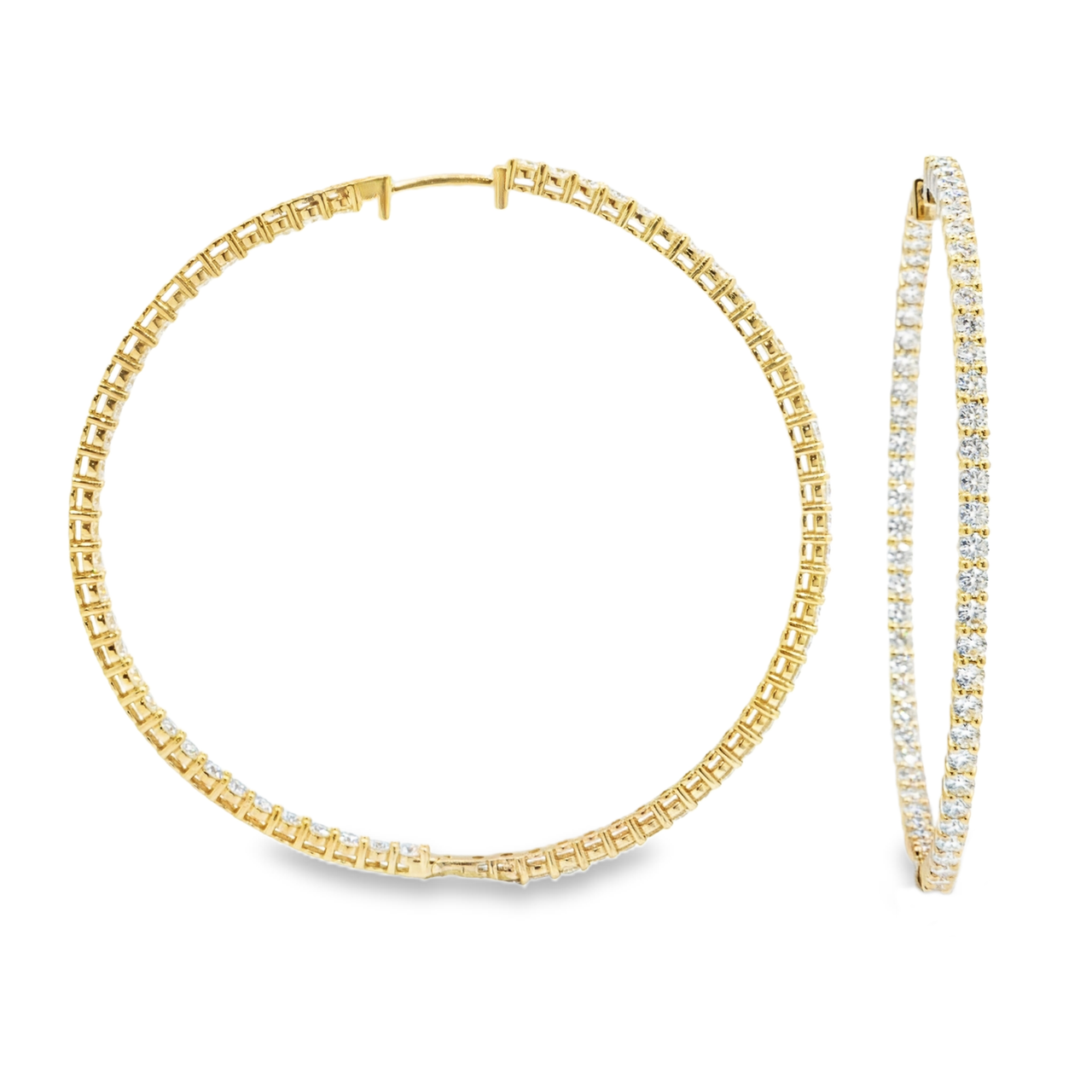 10K Solid Yellow Gold Womens Lab Diamond Hoop Earrings 11.71 Ctw